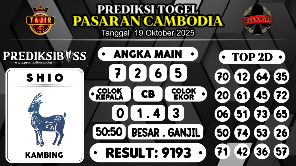 https://prediksibossmbg.com/prediksi-boss-togel-cambodia-minggu-19-oktober-2025/